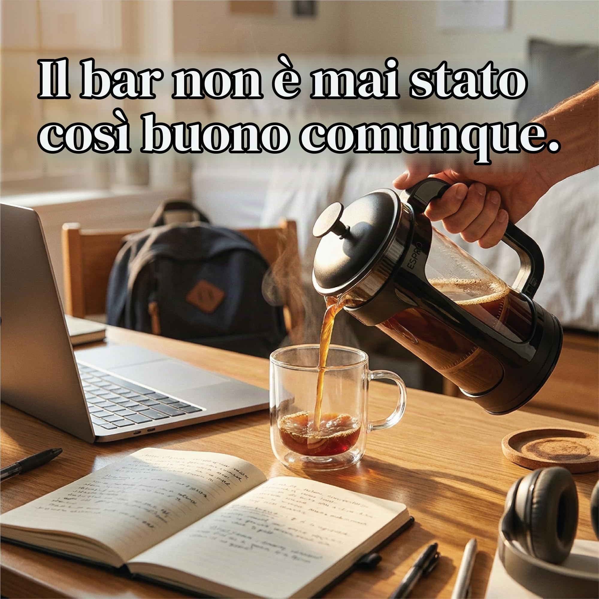 ESPRO 950ml, Schwarz French Press P3-Caraffa per caffè con Funzione Termica, 0,95 Litri, Colore: Nero, 1 l