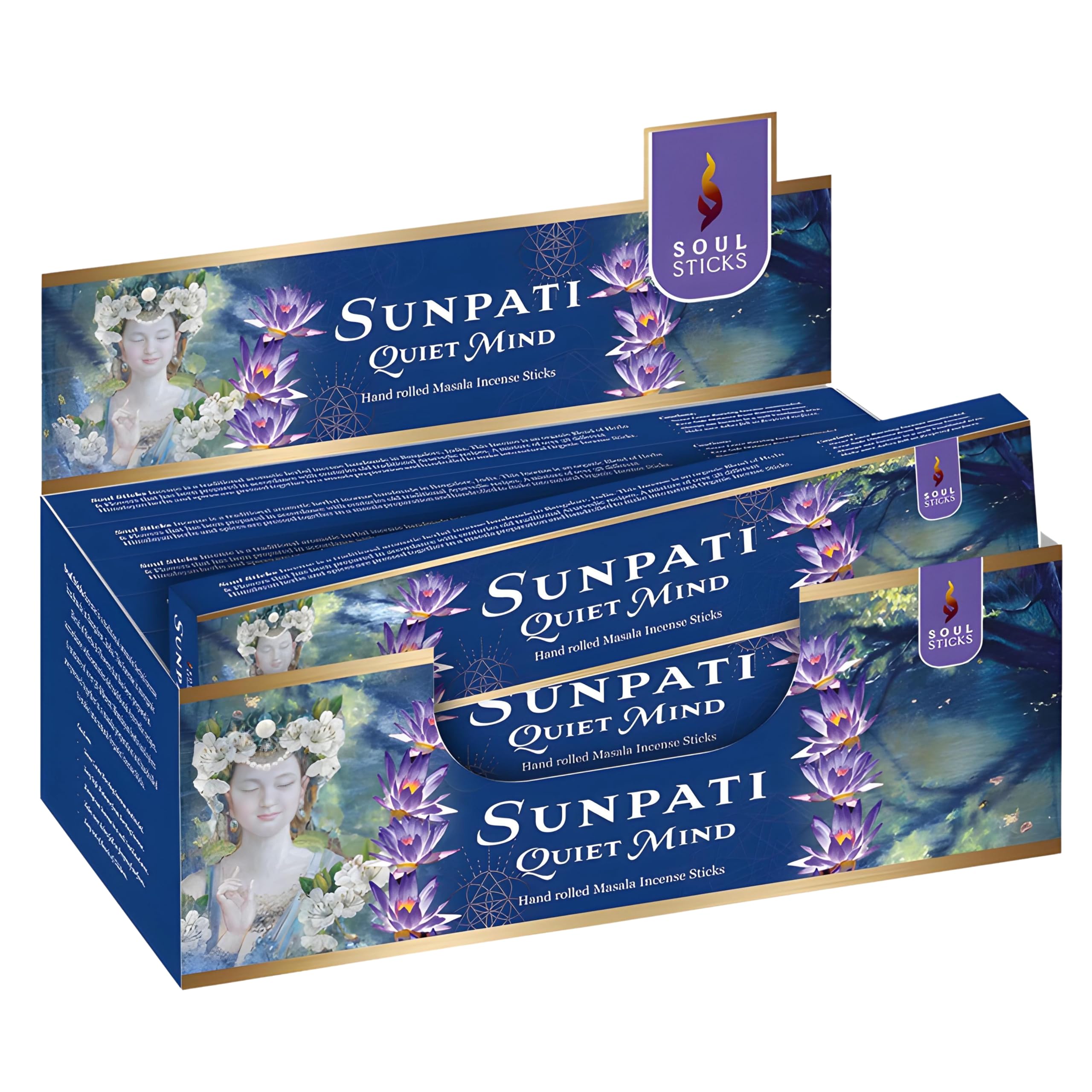 SOUL STICKS Hand-Rolled Incense Sticks Mystic Spirit Blends 180 Gram Box | 100% Natural Masala Incense Organic Home Fragrance Agarbatti (Sunpati)