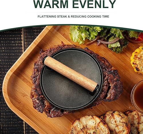 Miniatura 6 de Prensa de hamburguesas, prensa de hamburguesas para parrilla Blackstone, hierro fundido resistente redondo de 7 pulgadas y rectangular de 8 x 4