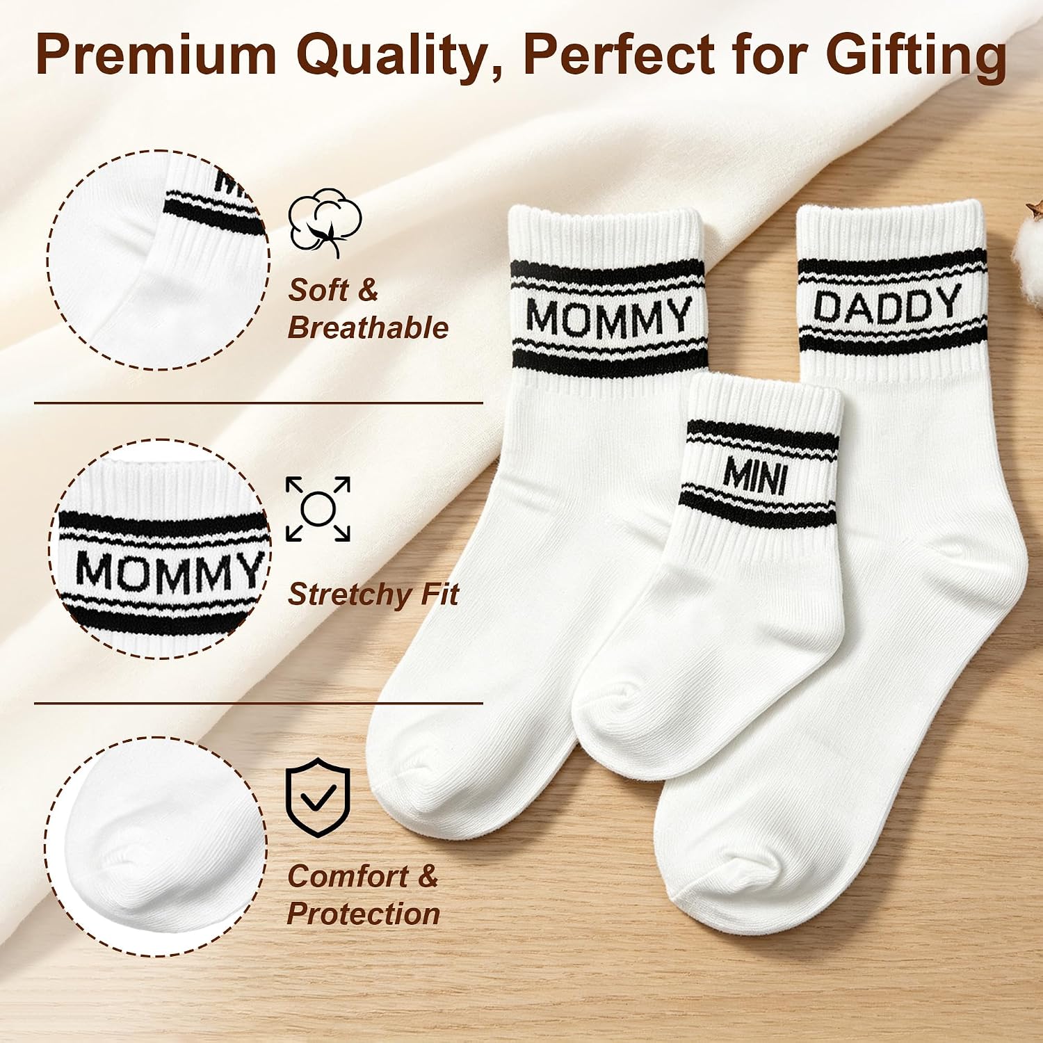 Family Matching Socks for Mom and Dad, Baby Mini, New Parents Gift Set image 4