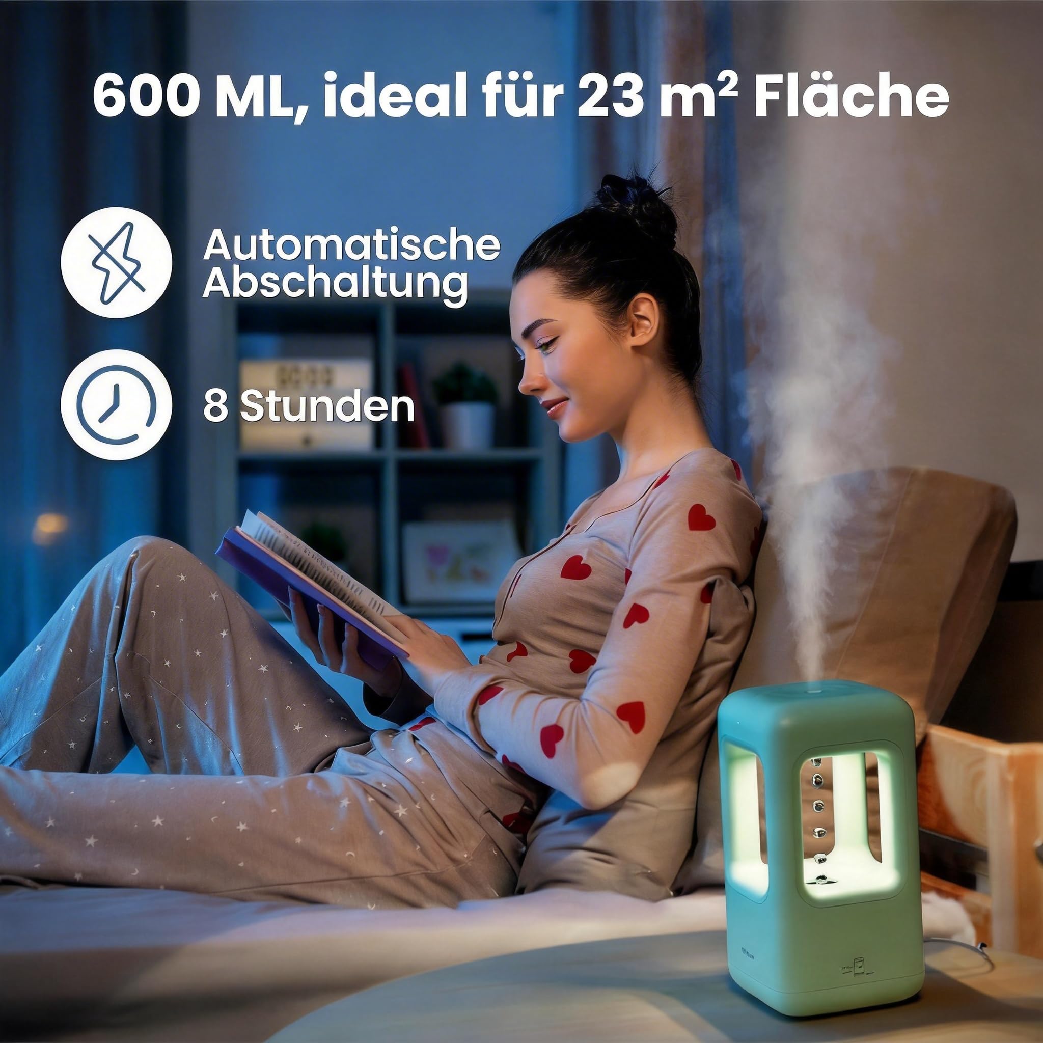 Humidificador para Dormitorio Bebé Niebla Fresco Humidificador Ultrasónico para Plantas Interiores Habitación Niños Adultos Niños Habitación Grande Hogar Oficina Verde