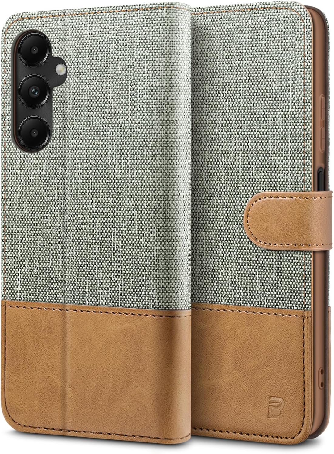 BEZ Handyh lle f r Samsung Galaxy A05s H lle Tasche Kompatibel f r Samsung A05s Schutzh llen aus Klappetui mit Kreditkartenhaltern St nder Magnetverschluss Grau