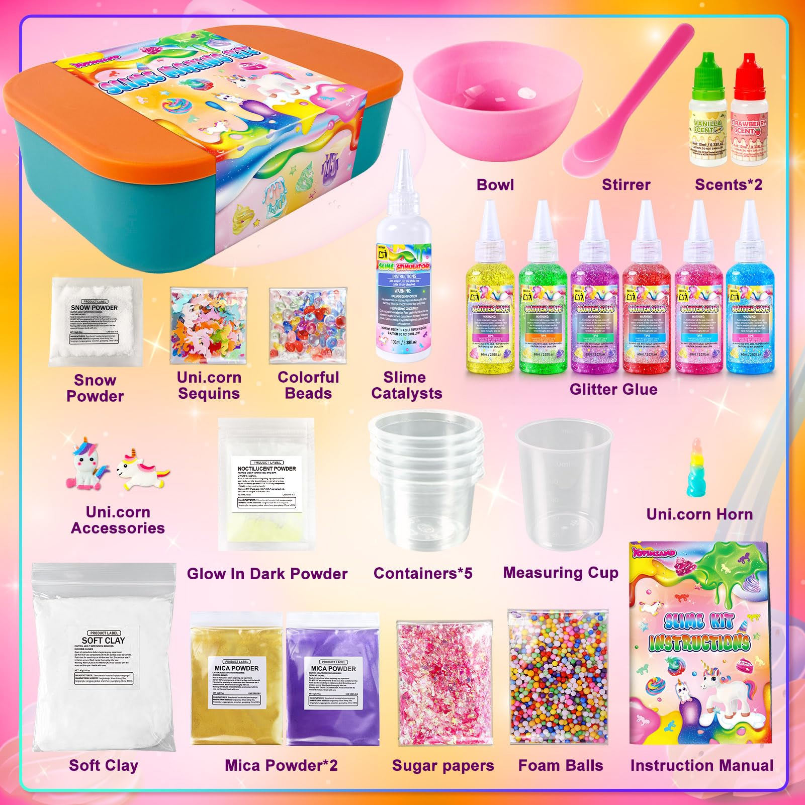Kit Slime DIY, Kit de Slime Galaxy pour Filles 3-12 Ans, Glimmer Crunchy | Slime Beurre, Mousse, Nuage avec Accessoires, Boules de Mousse, Charms, Cadeaux Fête pour Enfants