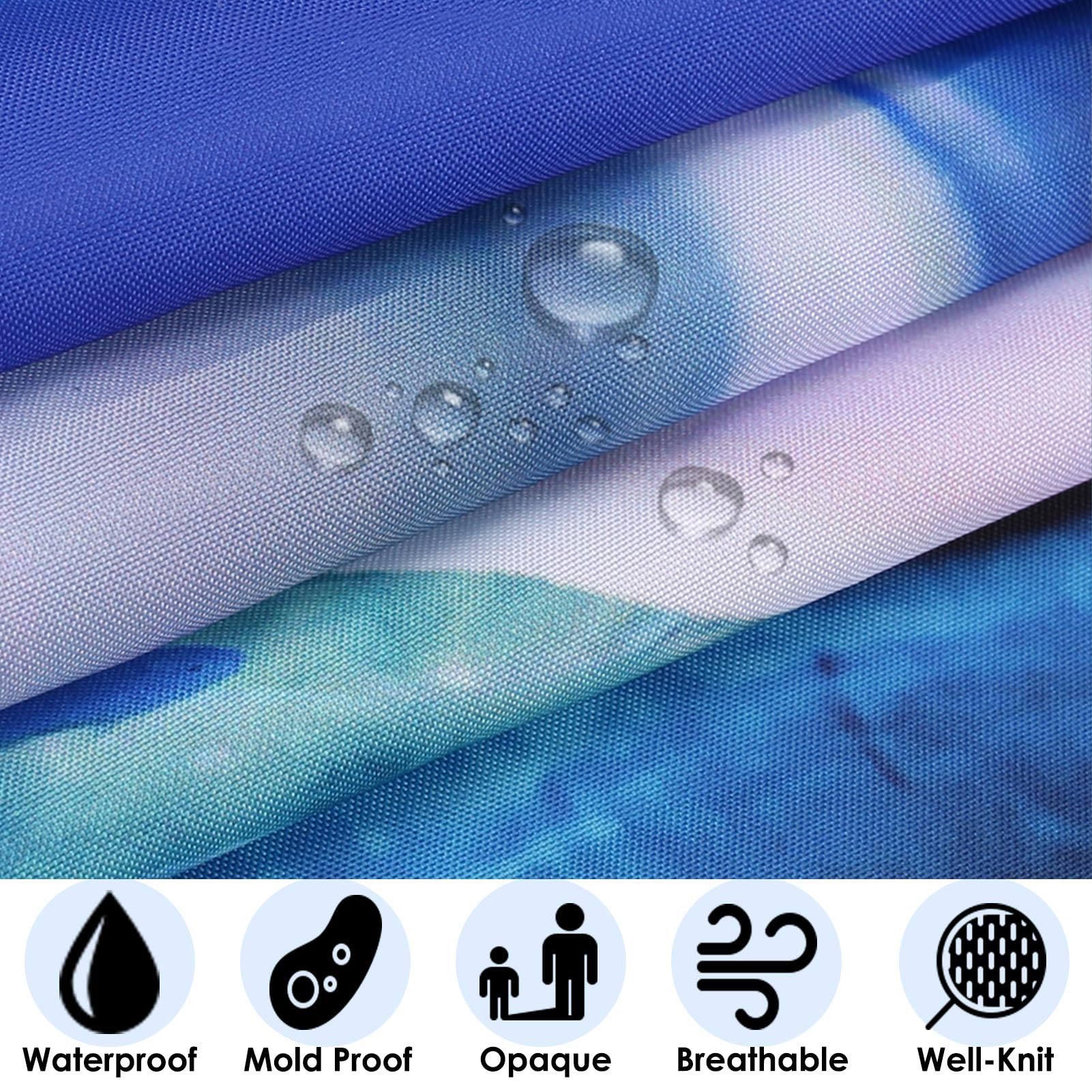 WOWTOY Shower Curtain with 12 Hooks, Waterproof Polyester Fabric Bathroom Bathtub Shower Curtain Liner, Weighted Hem - Image 2
