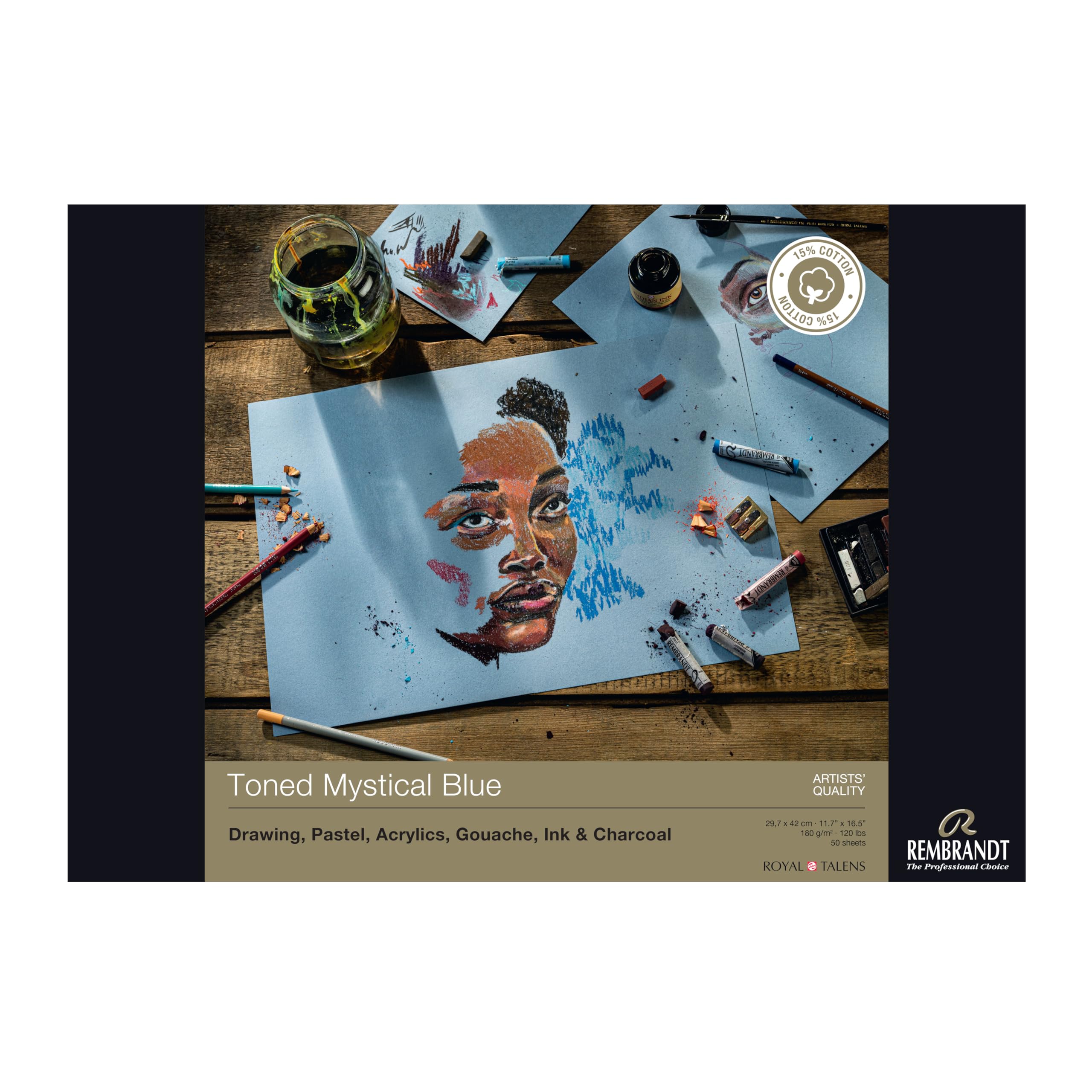 Royal Talens : Toned Paper Pad : 180gsm : 50 Sheets : A3 : Mystical Blue