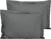 FLXXIE Microfiber Pillow Shams Set of 2 - Fade, Wrinkle & Shrinkage Resistant Soft Covers with Envelope Closure (Dark Grey, 20x26 Standard)