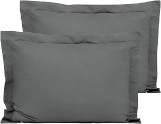 FLXXIE Microfiber Pillow Shams Set of 2 - Fade, Wrinkle & Shrinkage Resistant Soft Covers with Envelope Closure (Dark Grey, 20x26 Standard)