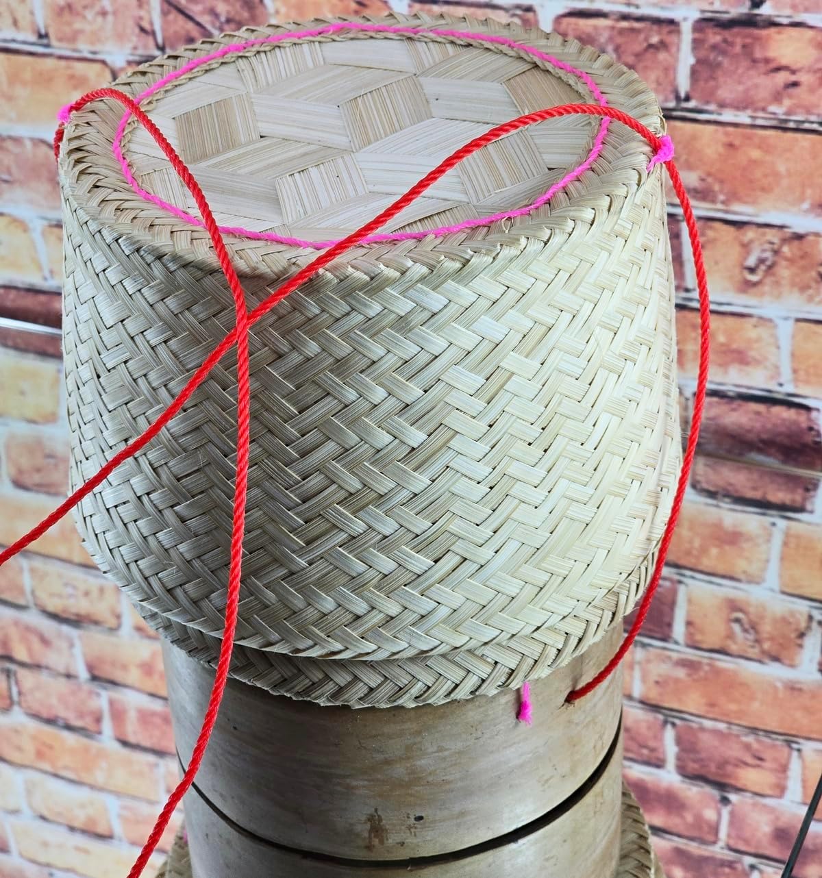 Premium Handmade Sticky Rice Bamboo Container (5.5 Inches) – Large Traditional Thai Basket for Serving & Storing Sticky Rice – Natural Bamboo, Handwoven, Boho Kitchen Decor