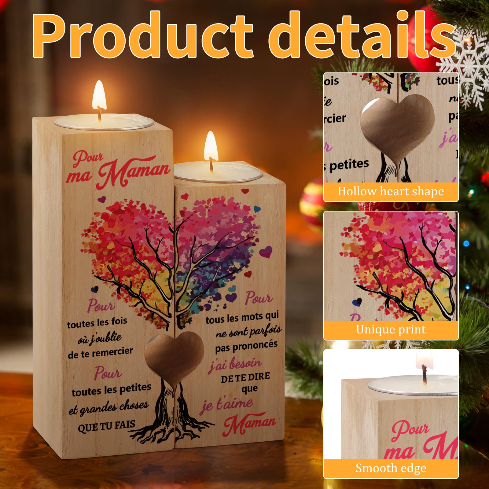 Funnli Cadeau Maman, Candélabre Cadeau Fete des Mere, Idee Cadeaux Anniversaire Fête des Mères Noel Noël Saint Valentin pour Maman