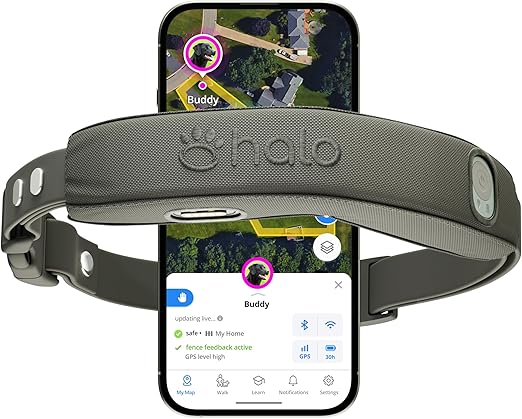 Halo Collar 4, All New GPS Wireless Dog Fence & Dog Training Collar with GPS Tracker, Subscription Required, Waterproof, One Size, Graphite