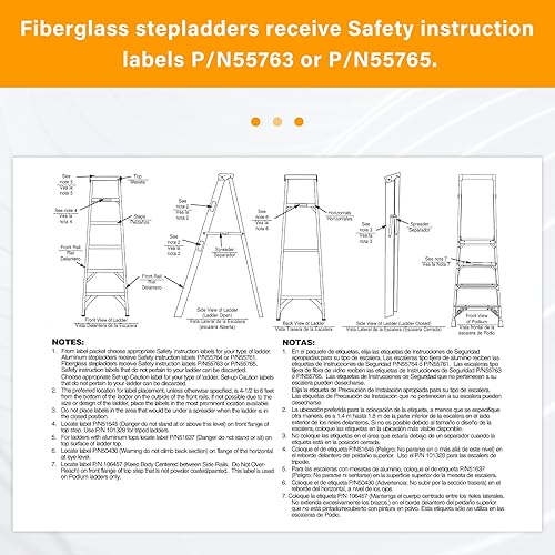 Miniatura 6 de GRONGU FG - Etiquetas adhesivas de seguridad para escalera de tijera, compatibles con Werner, de fibra de vidrio, LFS100, etiquetas de seguridad e