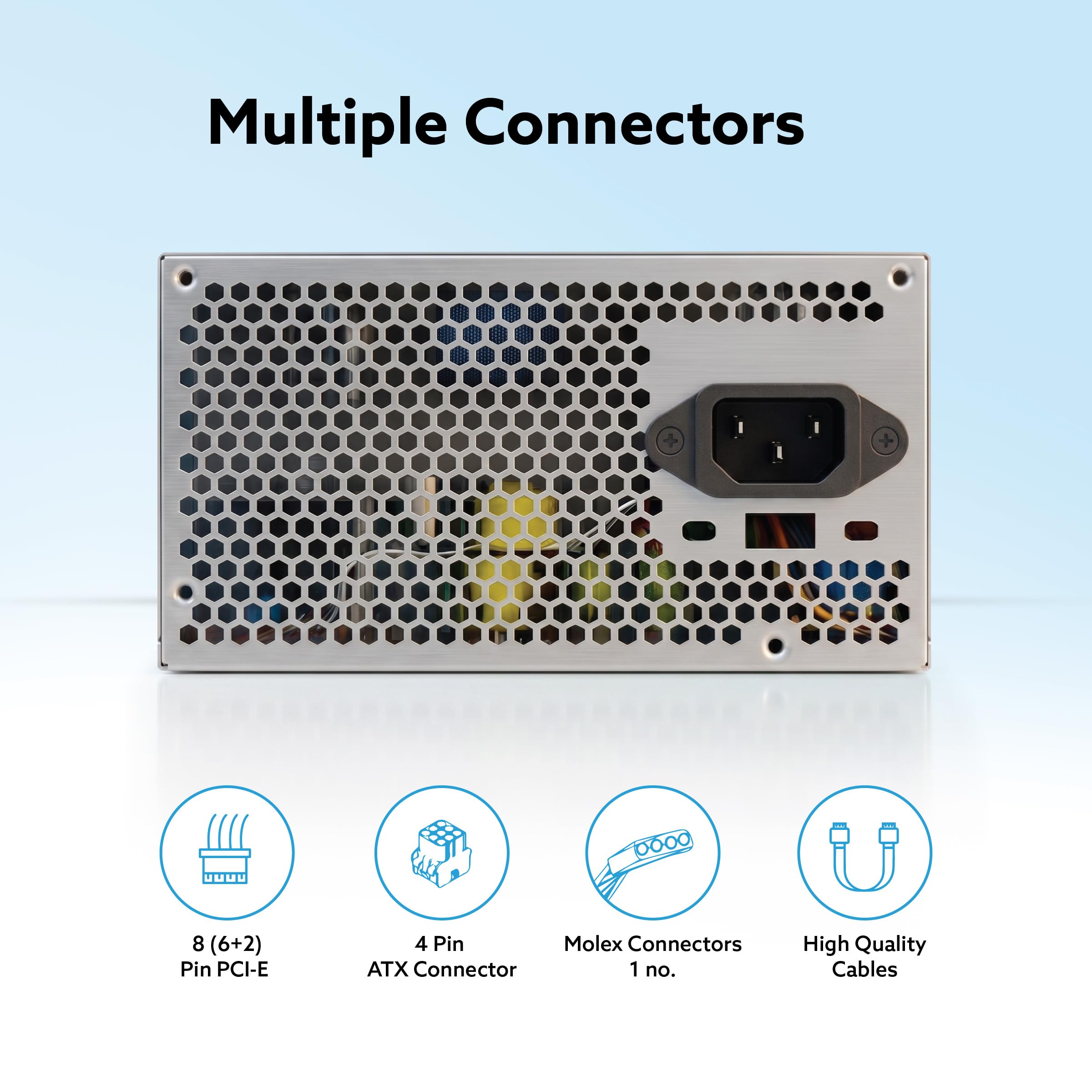 Frontech ATX P4 Computer SMPS Power Supply, 450W, 80mm Smart Silent Cooling Fan, 8(6+2) PIN PCI-E, Built-in Dual Power Protection (PS-0005A) — Amazon image 4