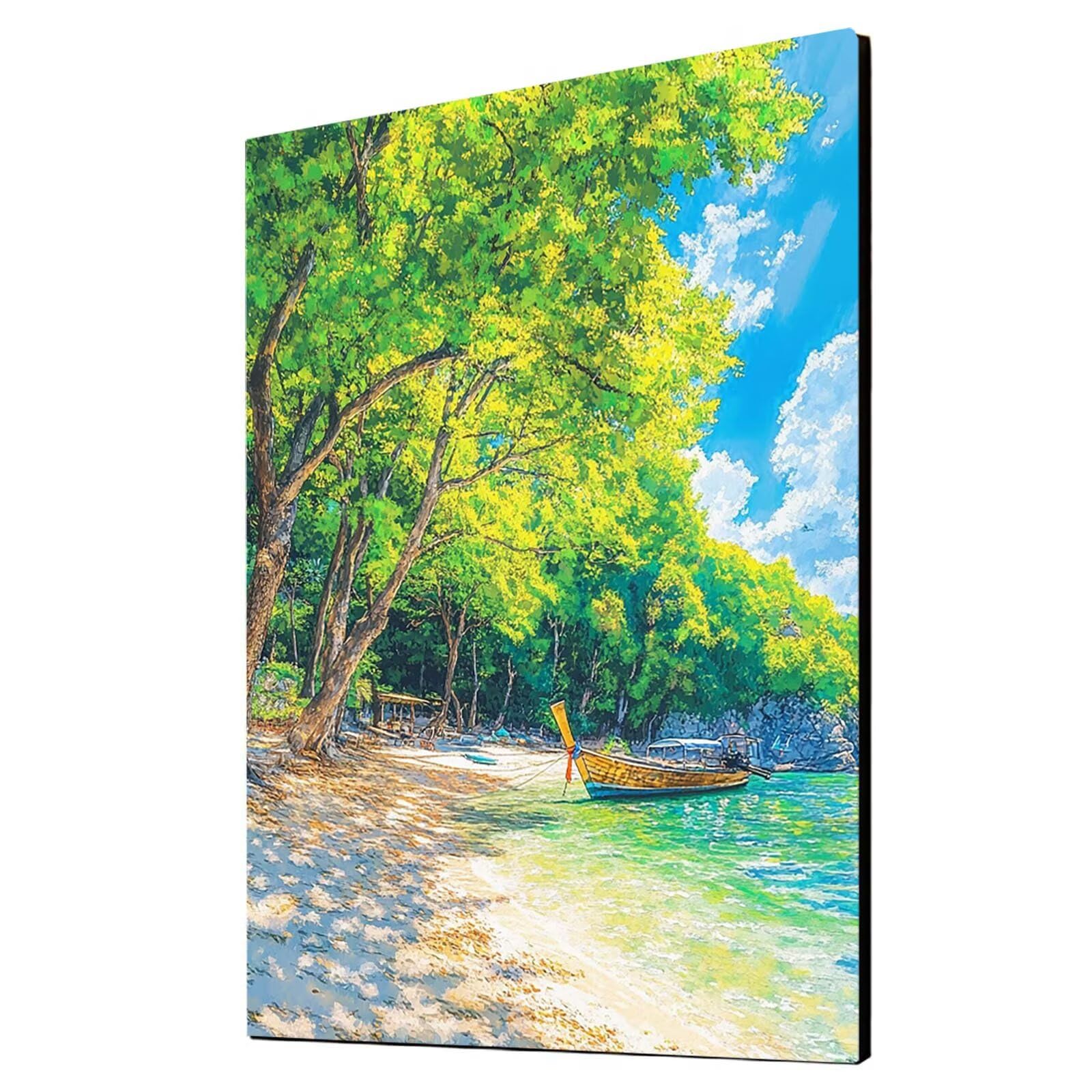 Malen Nach Zahlen Erwachsene Boot DIY Set Erwachsene mit Leinwand zum Bemalen Baum 80x110 cm 36 Farben Acrylfarben Set und Pinsel, Malen Nach Zahlen Kinder für Deko Wohnzimmer Geschenke 2YH-1308