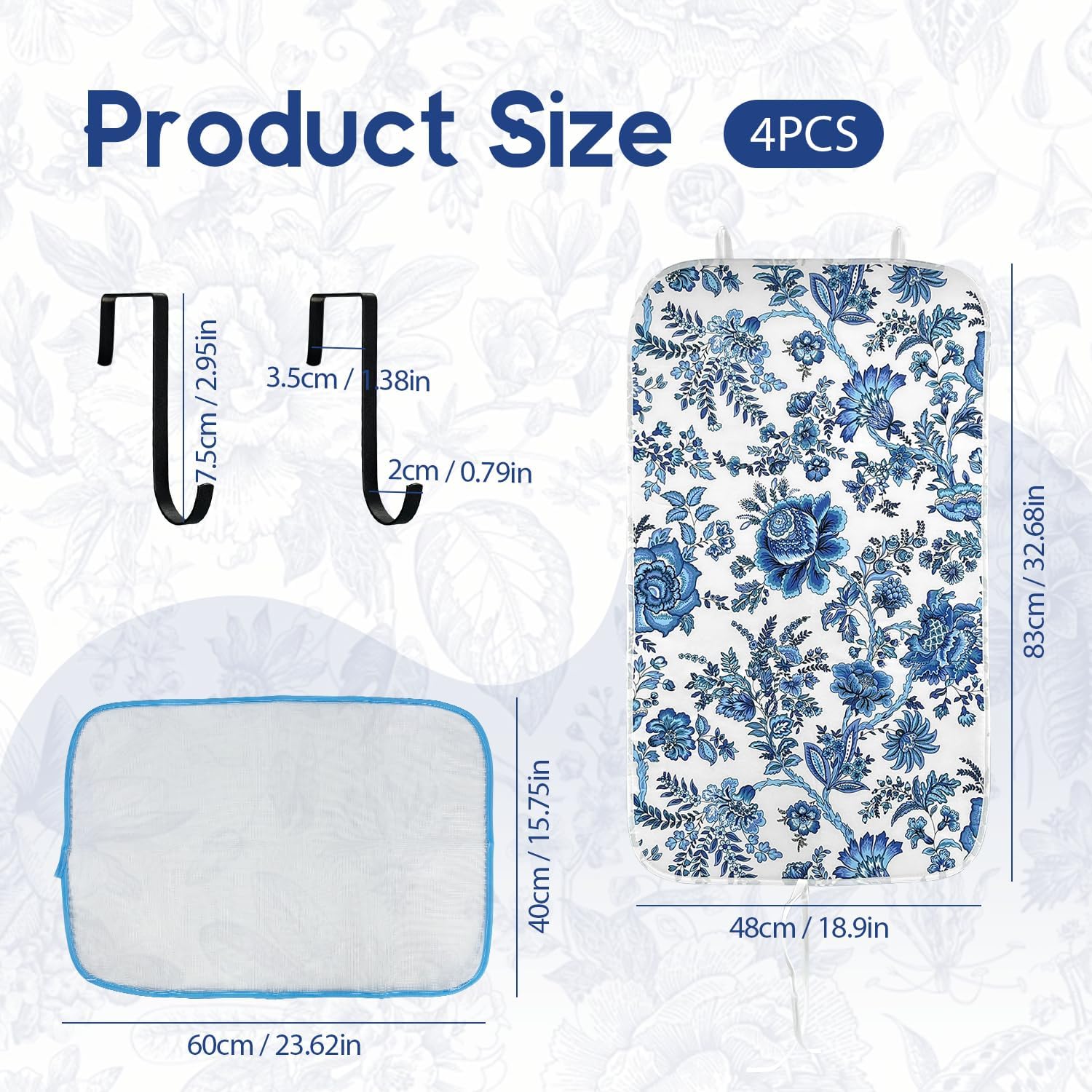 Portable Ironing Mat - 3mm Heat Resistant Padding with 2 Hooks + 1 Insulating Pad for Table or Bed Steam Pressing | Quilting & Travel Blanket Ironing Board Alternative