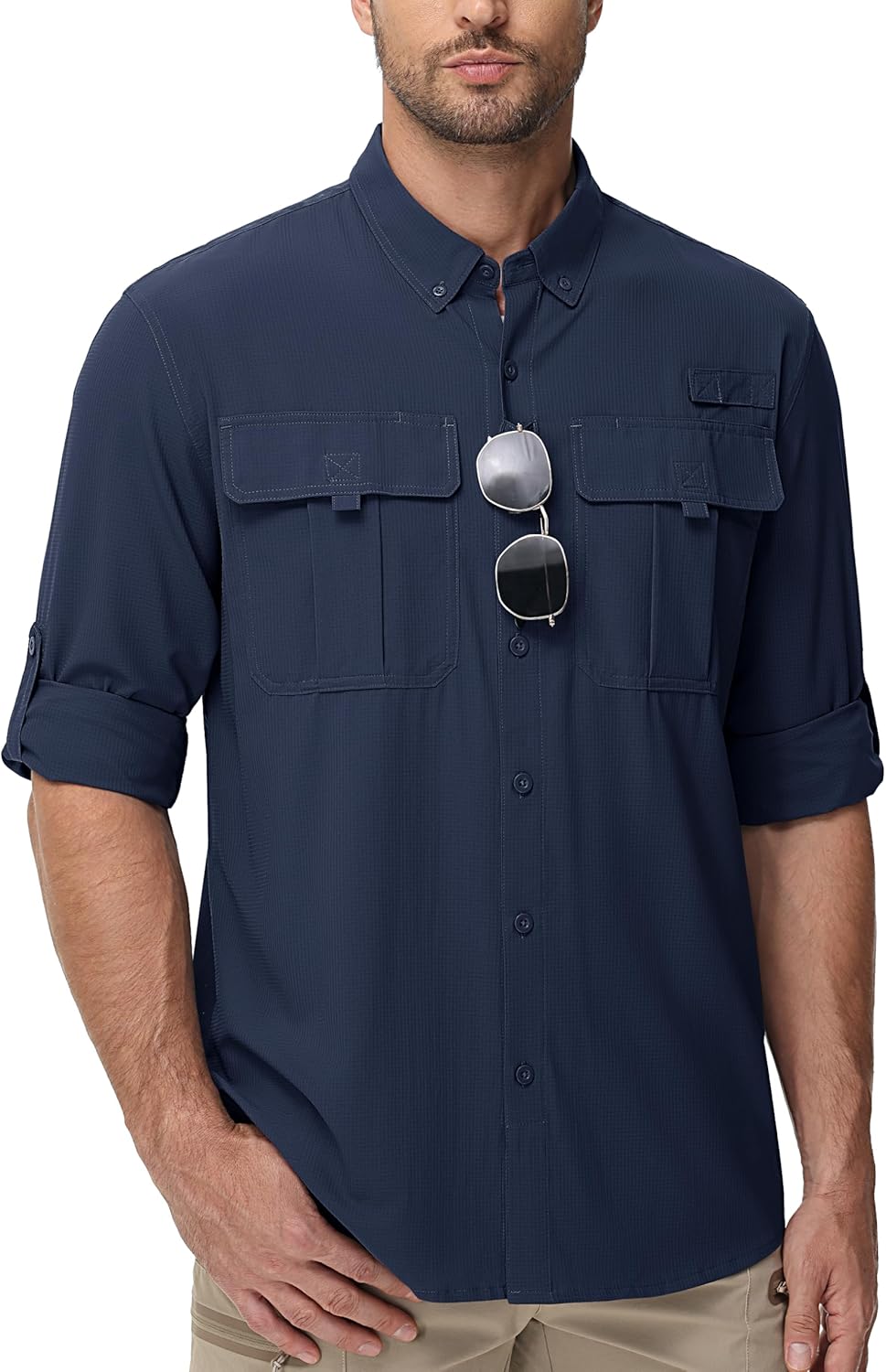 TACVASEN Mens Long Sleeve Sun Protection Shirt UPF 50+ Quick Dry Fishing Cooling UV Shirts Outdoor Tactical Hiking Shirts