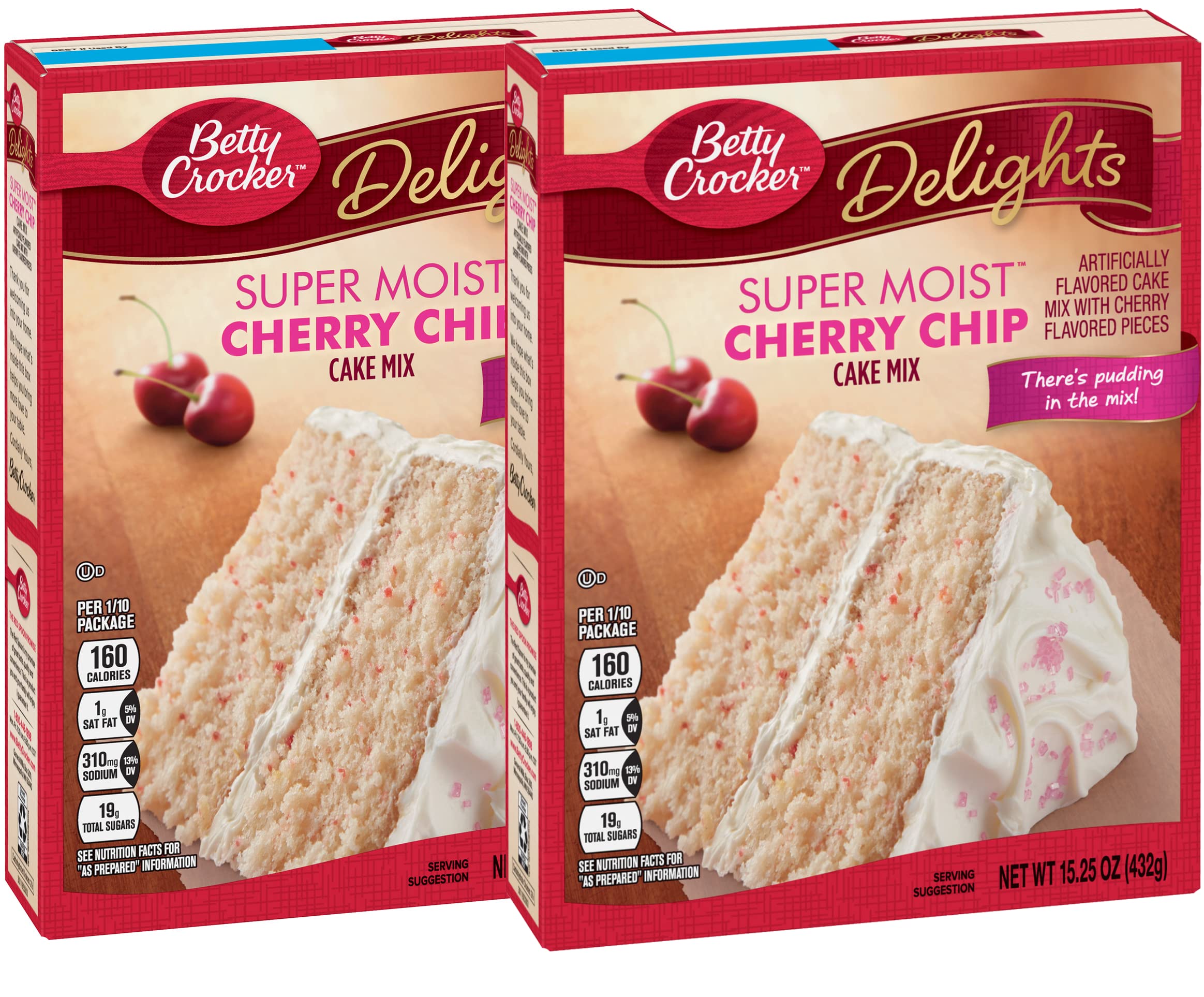 Betty Crocker Super Moist Cake Mix-Cherry Chip-15.25 Oz,2 Pack