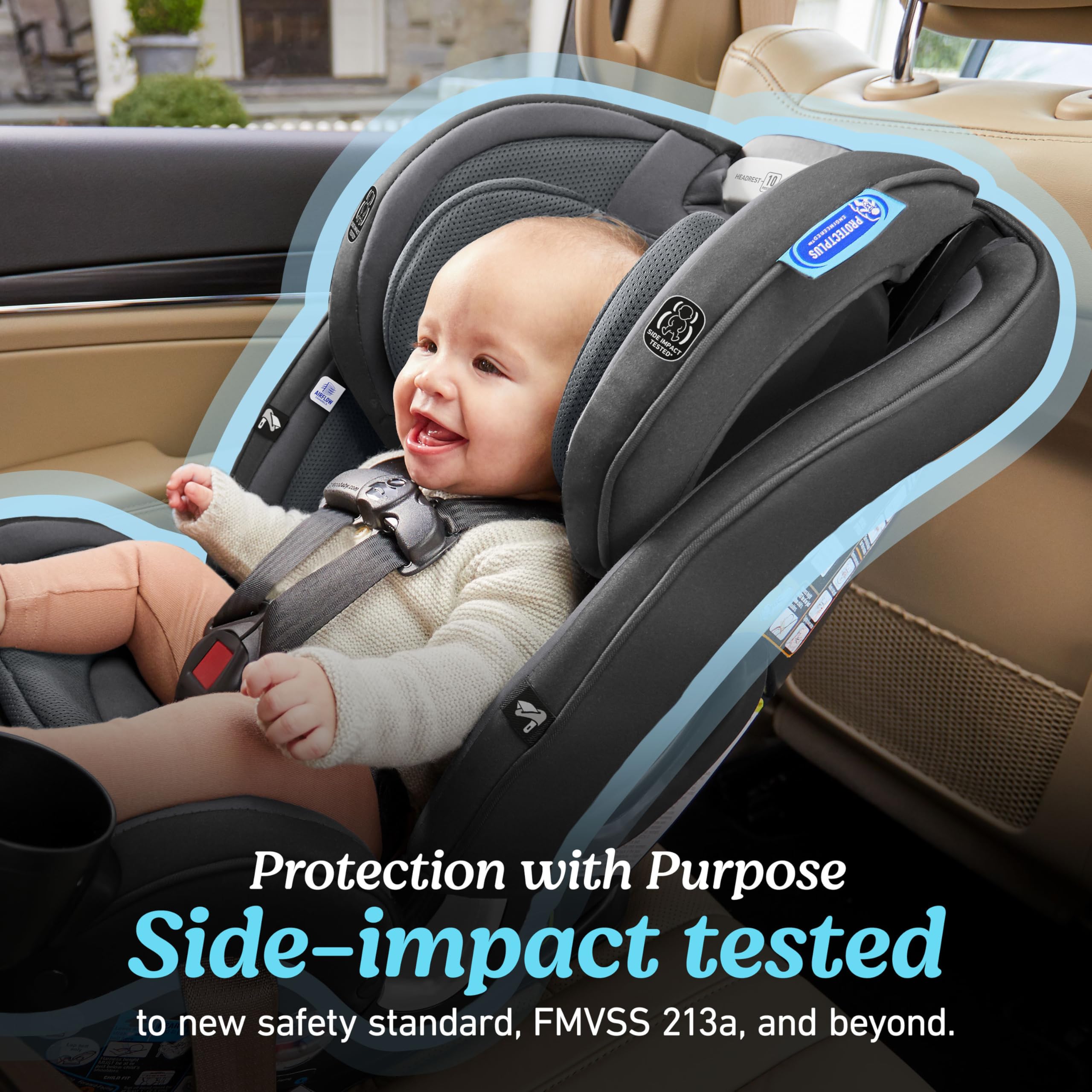 Graco SlimFit3 LX 3-in-1 Convertible Car Seat, Slim Car Seat Fits 3 Across, Rear Facing, Forward Facing, to Highback Booster Seat, Perfect for Baby Travel & Gift for New Parents, Kunningham - 4