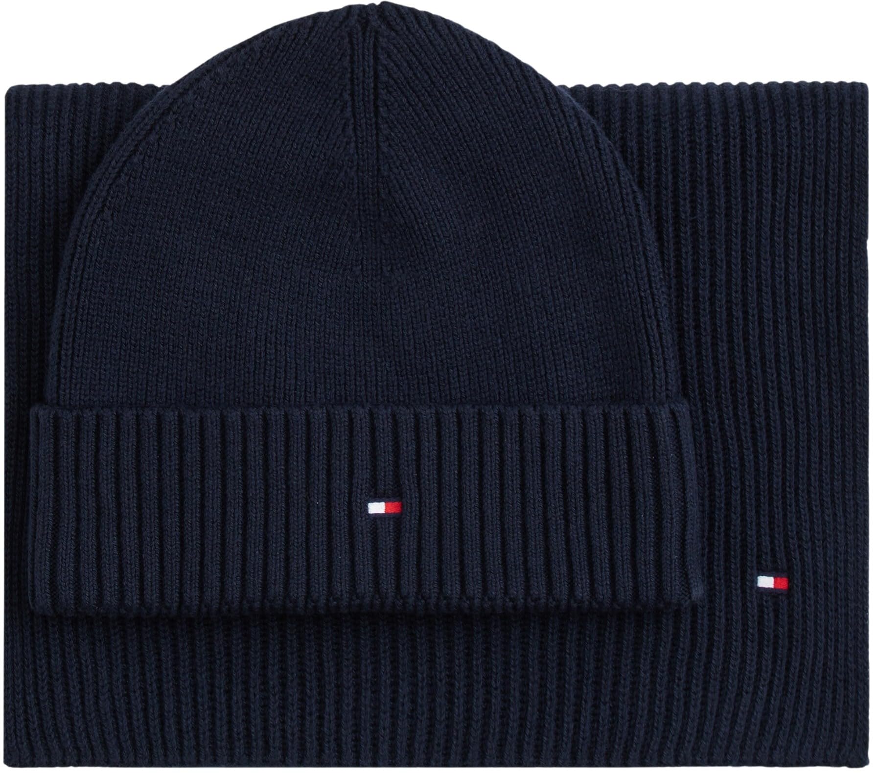 Tommy Hilfiger Men's Flag Beanie & Scarf Gift Pack - Space Blue
