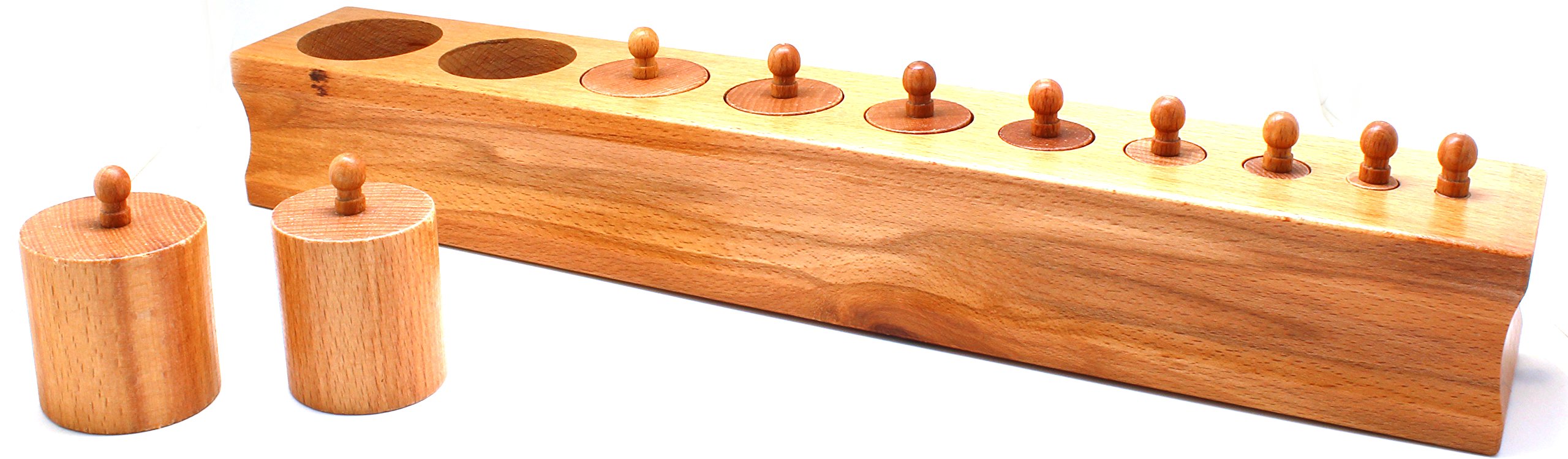 edu fun 91107 Montessori - Blocchi cilindrici in legno, giocattolo educativo a partire dai 3 anni, diametro uguale e altezza diversi giocattoli in legno massiccio (variante 2)