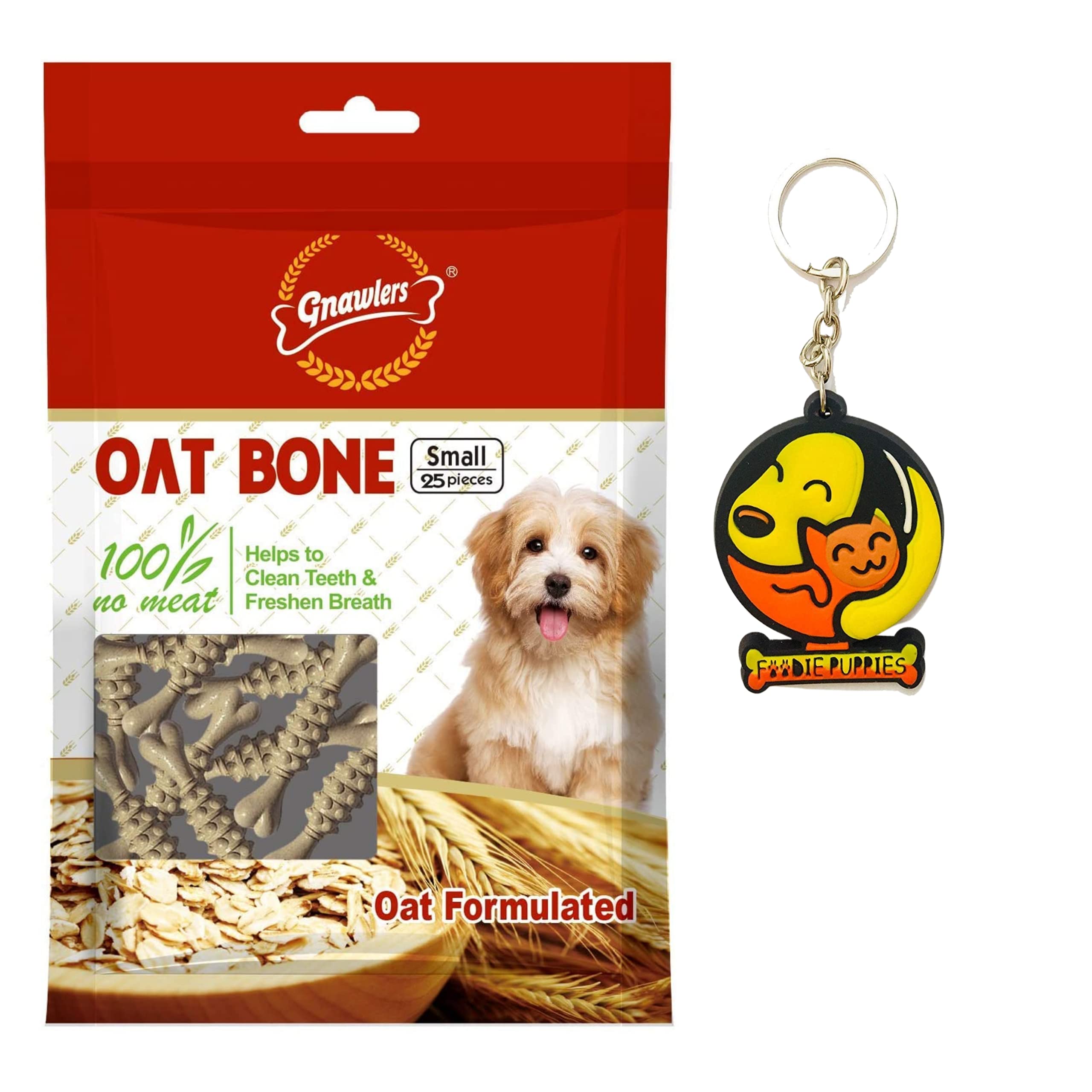 Gnawlers Oat Bone Dog Treat, 225 g (25 Pieces, Small) (Oat Bone) with Free Key Ring - Sold by Foodie Puppies (B08RB5HT4F) Amazon Price History, Amazon Price Tracker