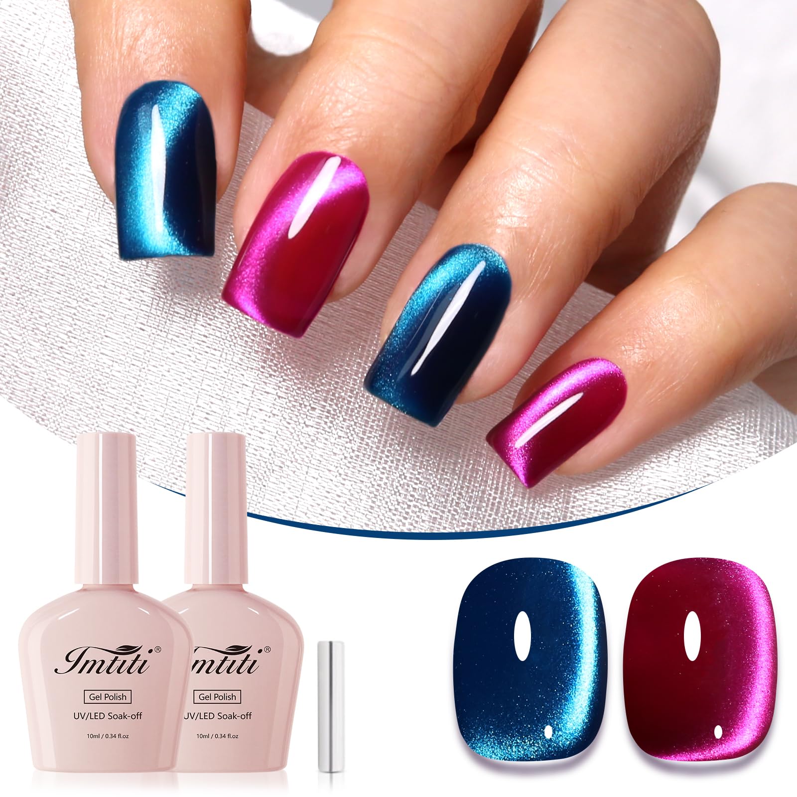 Amazon.com: Imtiti 2 Colors Cat Eye Magnetic Gel Nail Polish Set