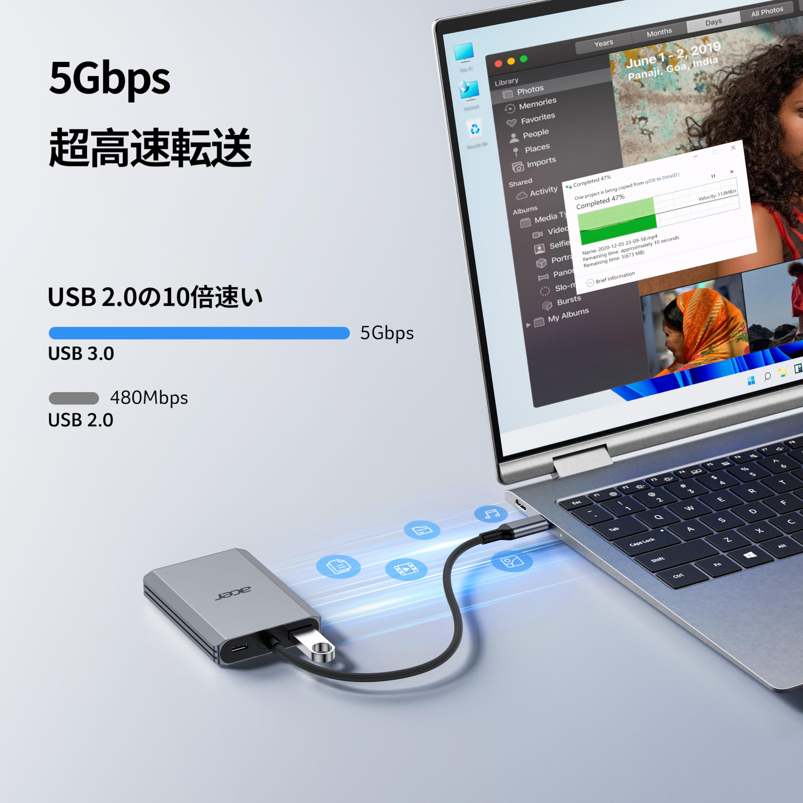 Amazon.co.jp: Acer USB Cハブ デュアルモニター【4-in-1】USB-C HDMI