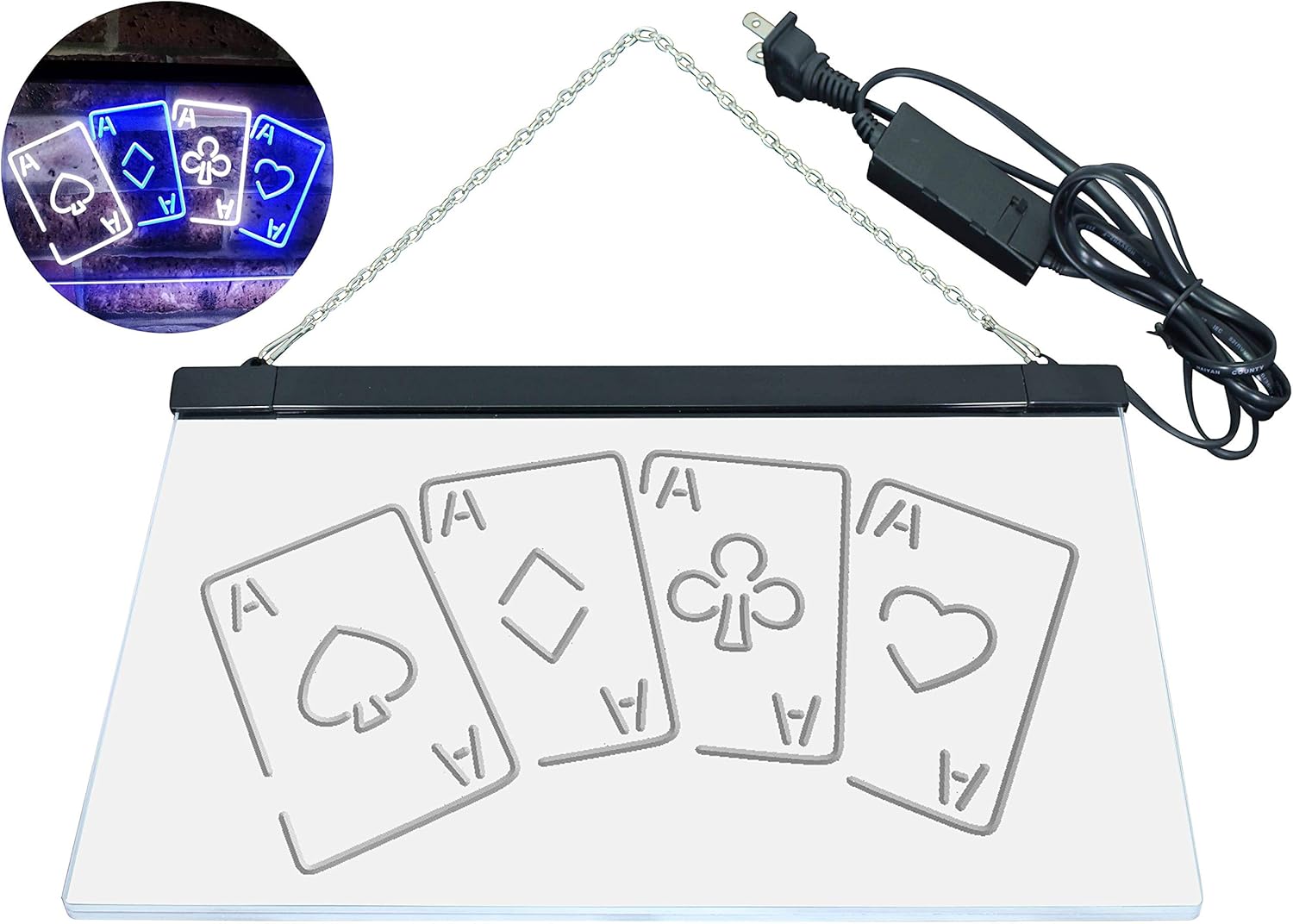 ADVPRO Four Aces Poker Casino Man Cave Bar Dual Color LED Neon Sign White & Blue 12" x 8.5" st6s32-i2705-wb