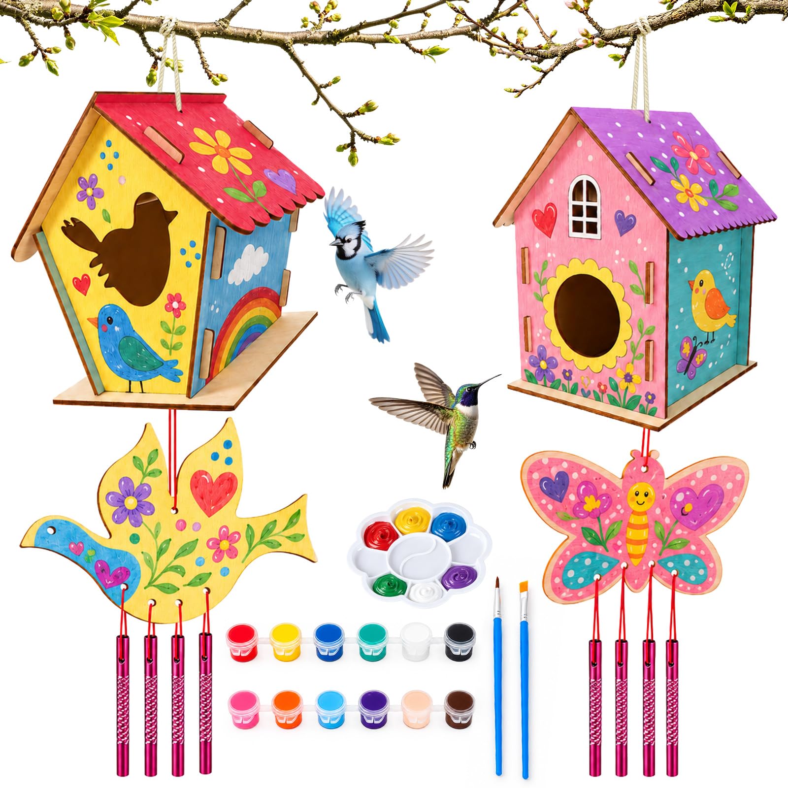 BELEEV 2 Pack Bird House Kit, Wooden Arts and Crafts for Kids