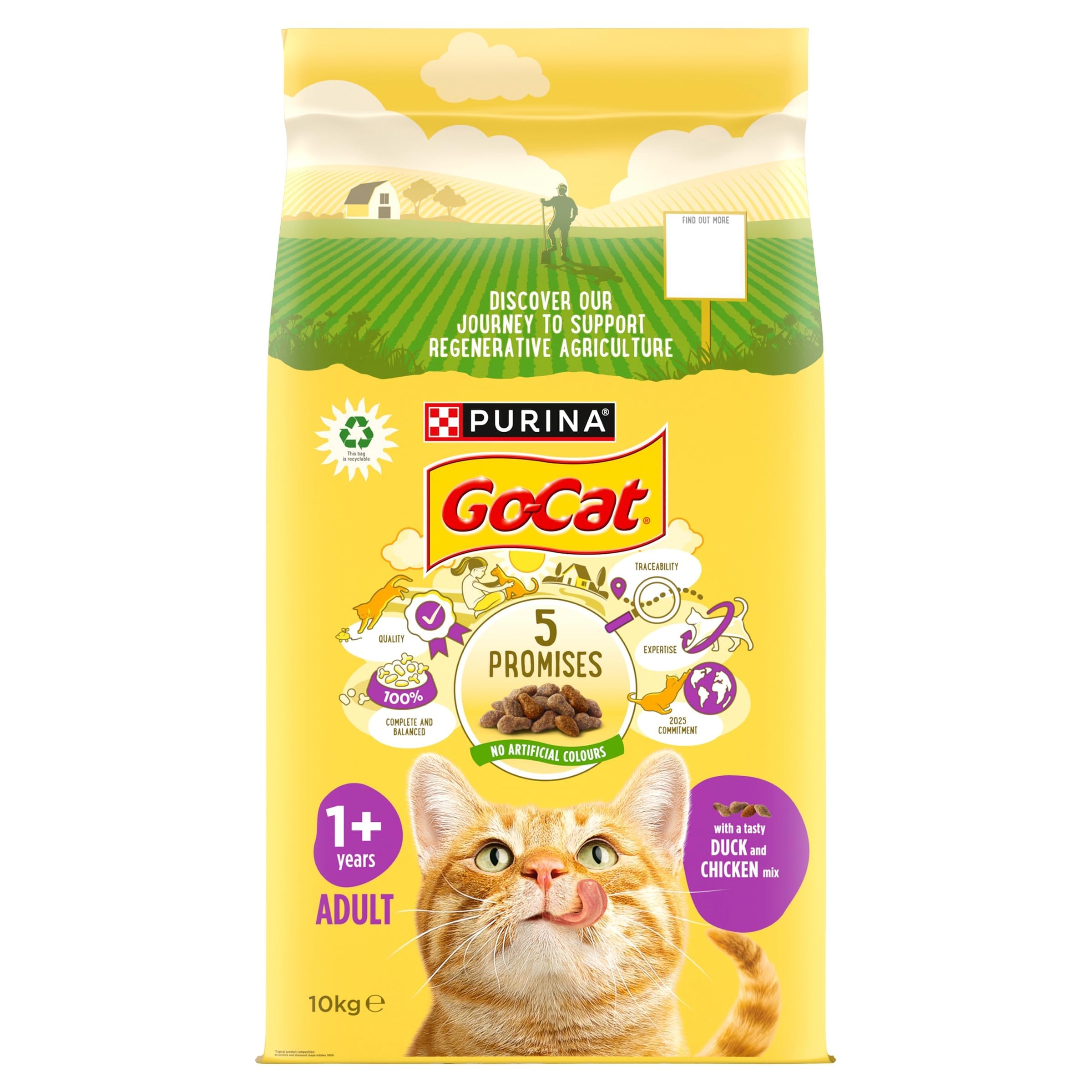 GO-CAT Adult Dry Cat Food Chicken and Duck 10kg Pack