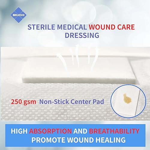Miniatura 3 de Sterile Non Woven Island Wound Dressing 6 X 8 inch,Extra Large Cover with Adhesive Bordered Gauze Pads,Breathable and High Absorbent Non-Stick