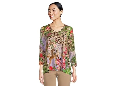 Johnny Was The Janie Favorite 3/4 Sleeve V-neck Swing T-Shirts Women