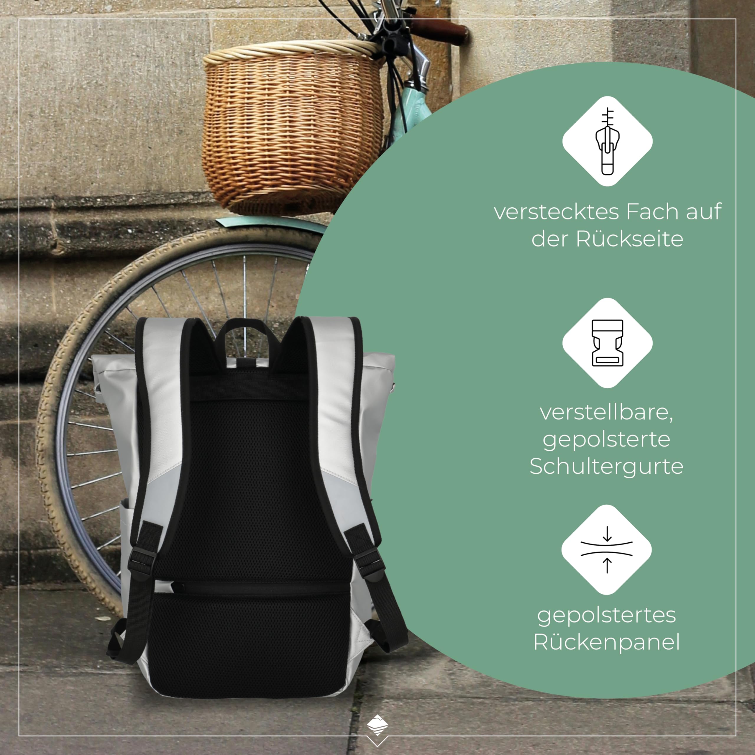 Travelite Rolltop Rucksack wasserfest, Fahrradrucksack, Freizeitrucksack mit Rolltop Verschluss & Reflektoren, BASICS, 48 cm, 19 Liter