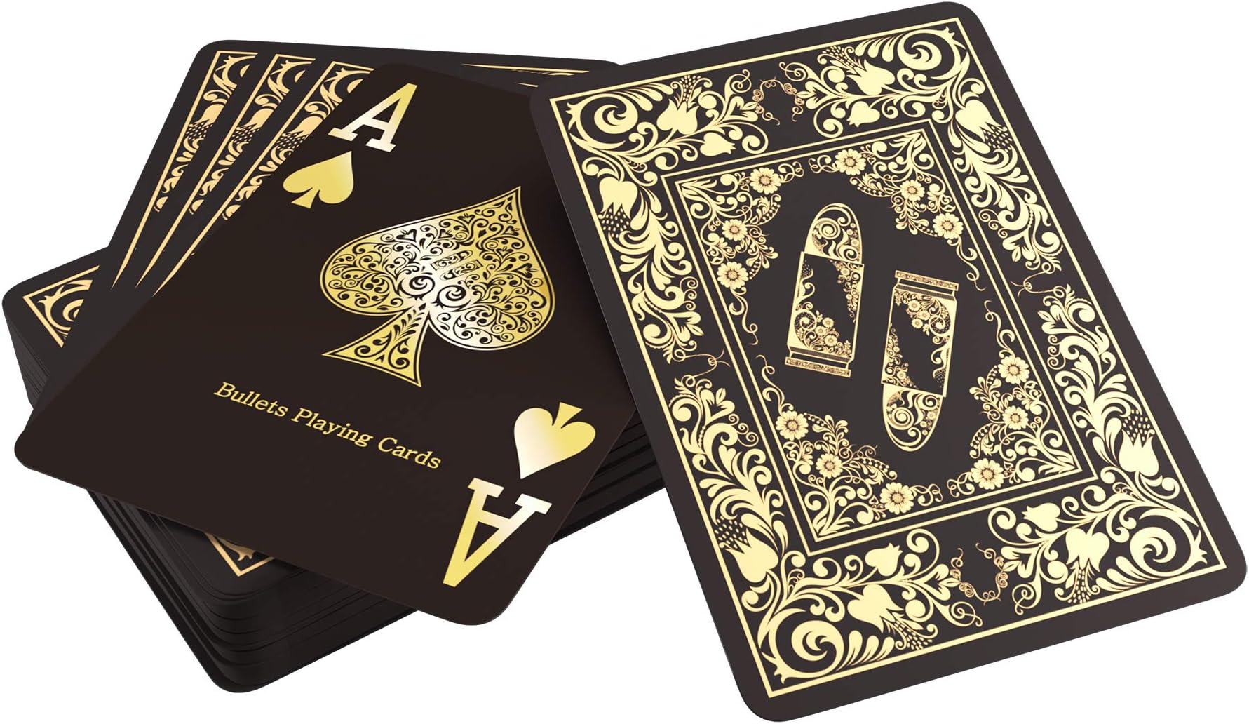 Bullets Playing Cards - Plastic Poker Cards Black Edition - Glossy - with Two Corner Index - Deluxe Card Deck with Jumbo Index - Professional Premium playingcards for Texas Holdem Poker