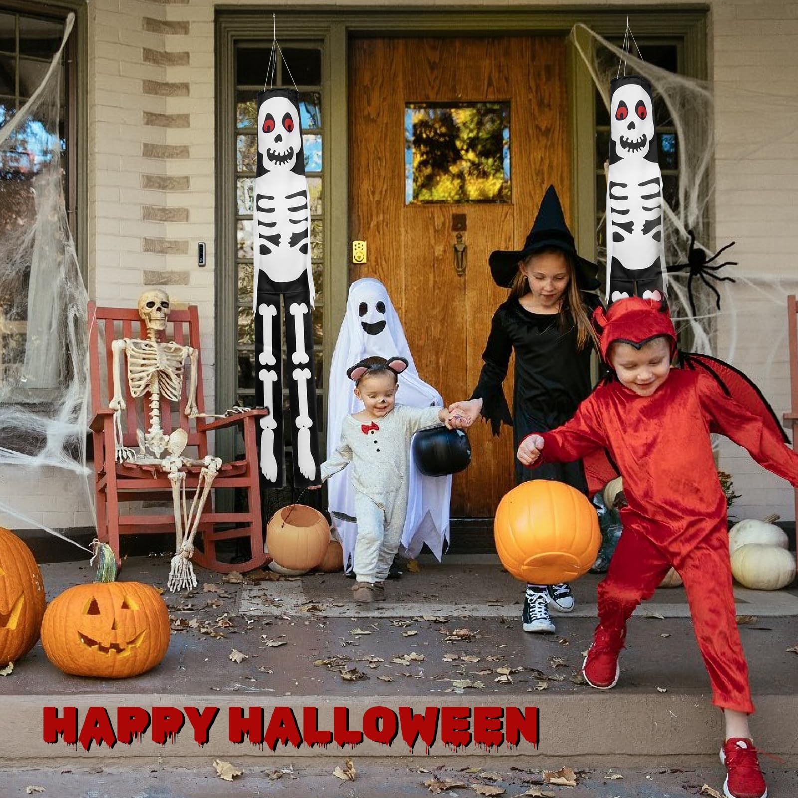 Oemmn Halloween Windsocks Halloween Ghost Wind Sock Flag 47 Inch Halloween Garden Flag Halloween Decorations Halloween Haunted House Party Supplies - Image 2
