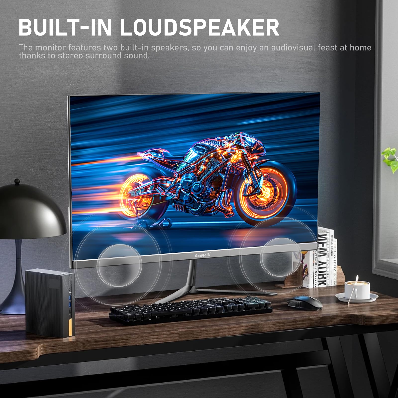 Gawfolk Monitor para juegos de PC de 24.5 pulgadas, 300 Hz, pantalla FHD 1080p, sincronización adaptativa, 1 ms sin bisel, 98% sRGB, vista de ángulo de 178°, HDMI, DisplayPort, compatible con montaje