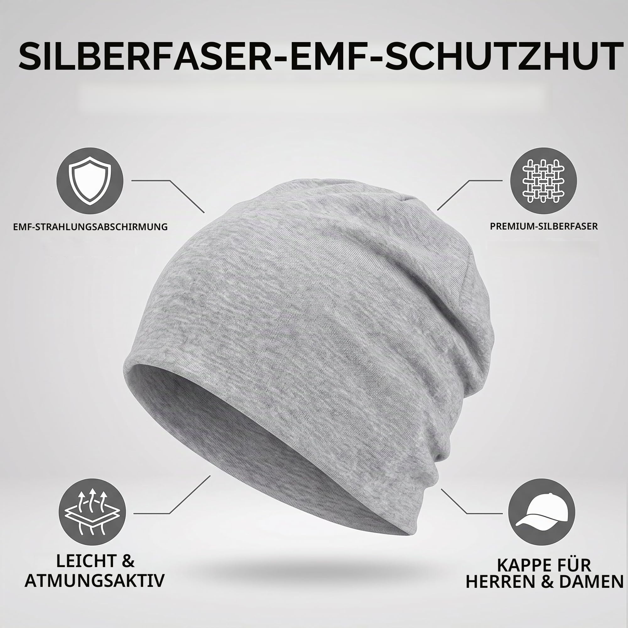 Silberfaser-EMF-Hut, Sanfte Umhüllung, Strahlungsbeständigkeit, Hervorragender Schutzstoff, Angenehmes Erlebnis für Männer und Frauen