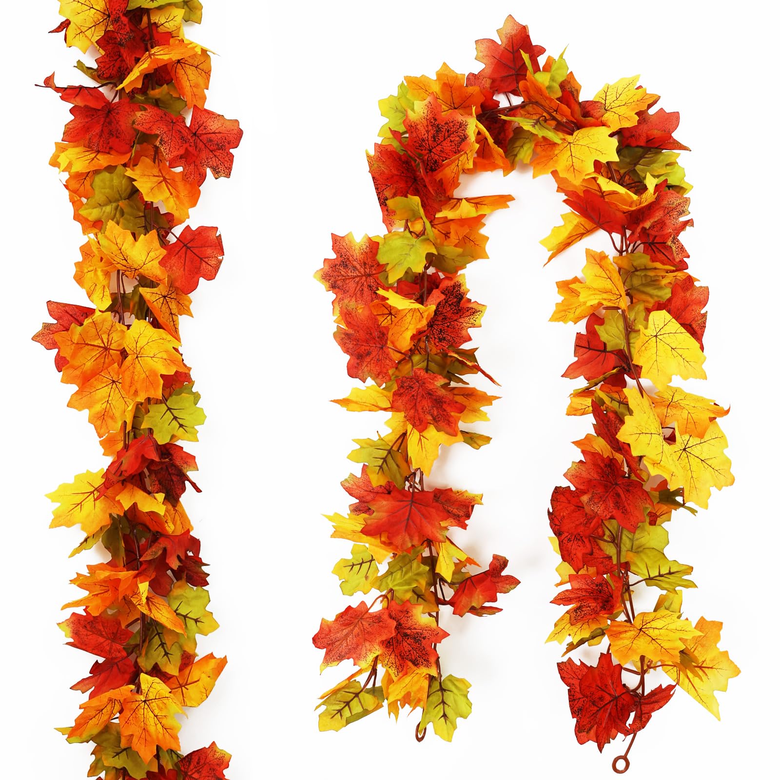 2 Pack Fall Decor Fall Garland Maple Leaf Garland, Thanksgiving Decorations Fall Decorations for Home, 5.8Ft Artificial Faux Fall Leaves Garland Harvest Decorations for Porch Decor Fall Home Decor