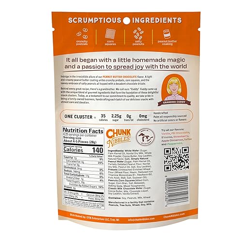 Miniatura 8 de Chunk Nibbles Racimos de bocadillos de chocolate con mantequilla de maní, golosinas gourmet dulces y saladas con pretzels, cacahuetes y cuadrados de