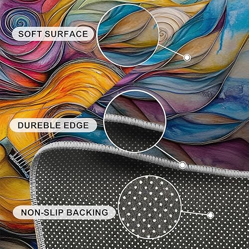 Miniatura 34 de Alfombra de instrumentos musicales – Alfombras de 4 x 5 pies para sala de estar, alfombra de área musical, alfombra de área musical, alfombra