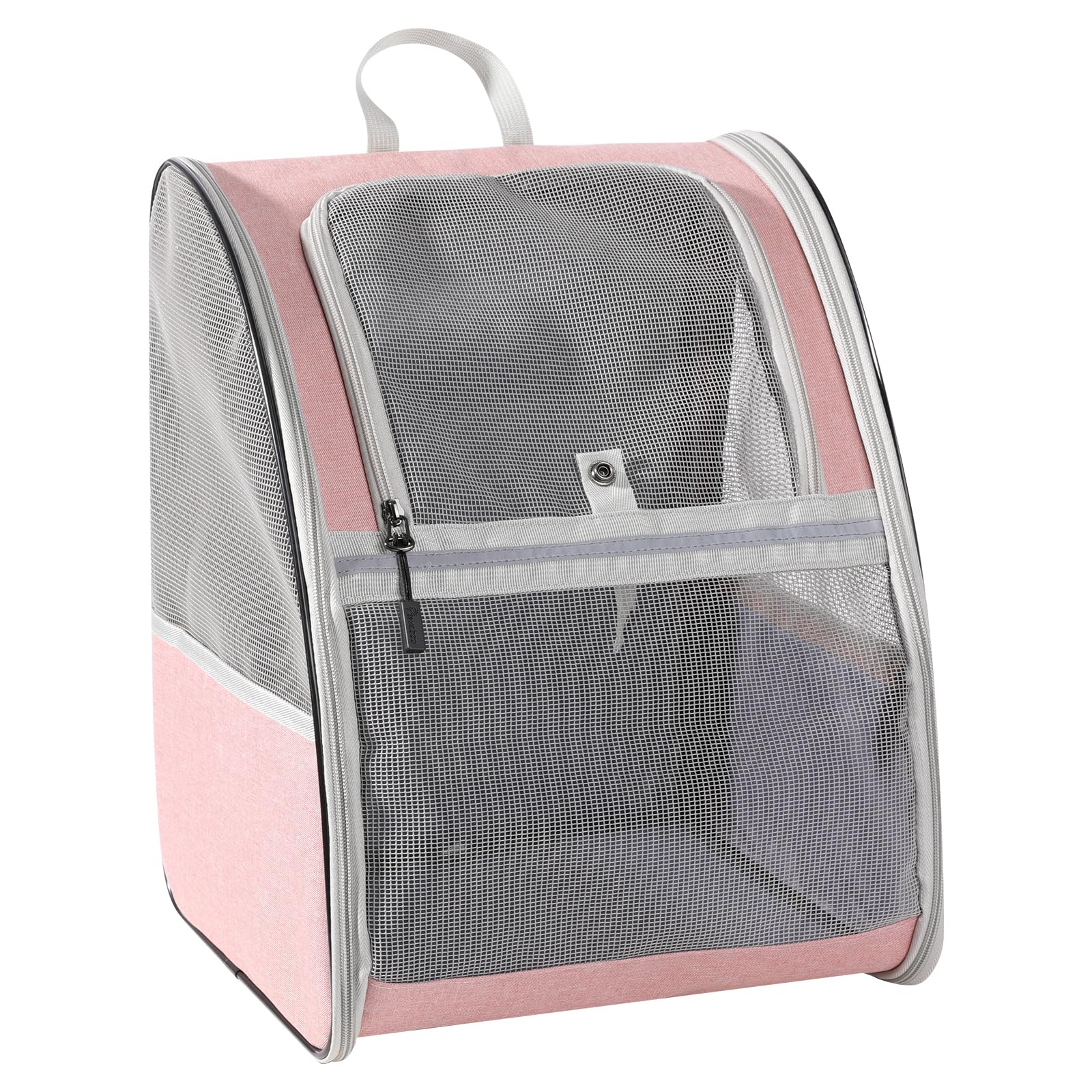 PawabooCat Carrier Backpack, Pet Carrier Backpack for Kitties Small Dogs Puppies, Breathable Cat Bag Carrier, Small Dog Travel Backpack Carrier for Kitten Puppy Bunny - Pink (up to 22lbs)