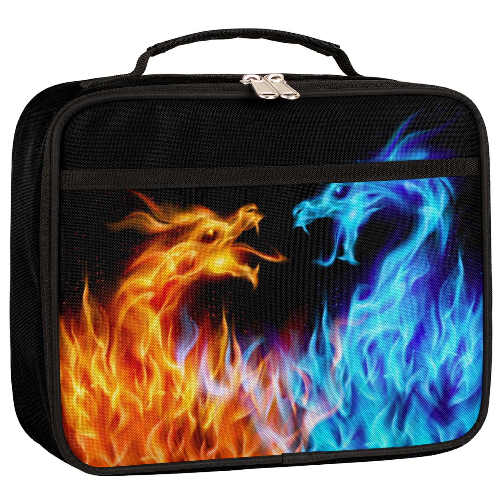 Flame Dragon Insulated Lunch Box for Boys Girls Adult, Reusable Back to School Lunch Bag, Leakproof Meal Prep Tote Kit Cooler Bag Lunch Tote Bag for Work Beach Outdoor