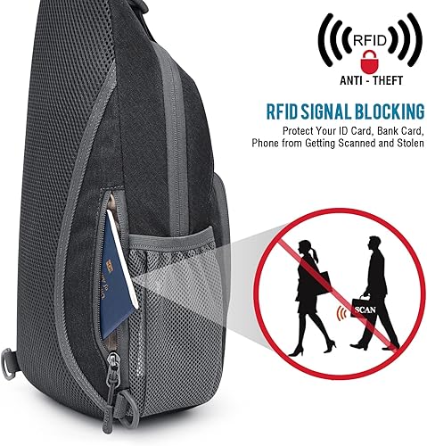 Miniatura 6 de G4Free Mochila cruzada con RFID para hombres y mujeres, para senderismo, al aire libre