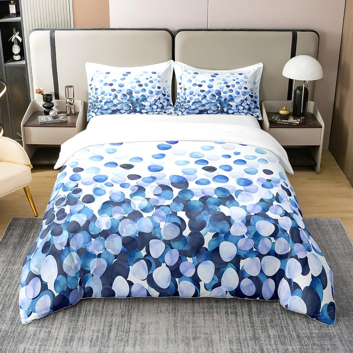 Floral Petal 100% Cotton Duvet Cover Set Super King Size for Kids Girls Women Farmhouse Blue Rose Flower Bedding Set Romantic Floral Botanical Comforter Cover Set Bedroom Decor Bedspread Cover
