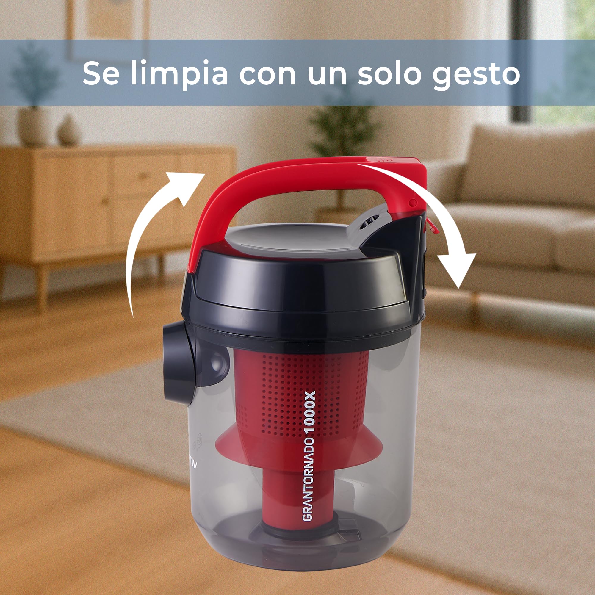 EFFEKTIV Aspiradora sin Bolsa GranTornado 1000X – Aspiradora Ciclónica 1200W con Alta Succión 85000Pa, Depósito 2.5 L, Filtro HEPA Lavable, Aspiradora Trineo para Casa y Mascotas
