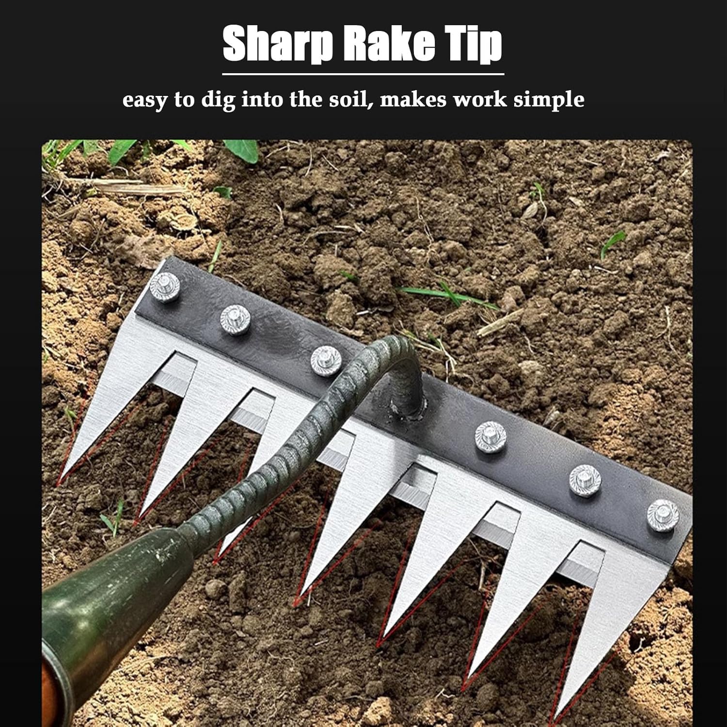 Nextgen Gardening Rake, Iron Rake 2.0 - Upgraded Iron Weeding Rakes, Rakes for Lawns Heavy Duty, Nextgen Gardening Heavy Duty Yard Tool with Stronger 7 Tines, Durable ＆ Lightweight (1PC)