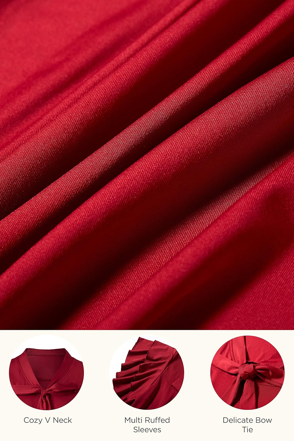 BABEYOND Womens Vintage Flapper Dress 1920s Ruffle Cocktail Party Dresses Tie Neck - Image 4