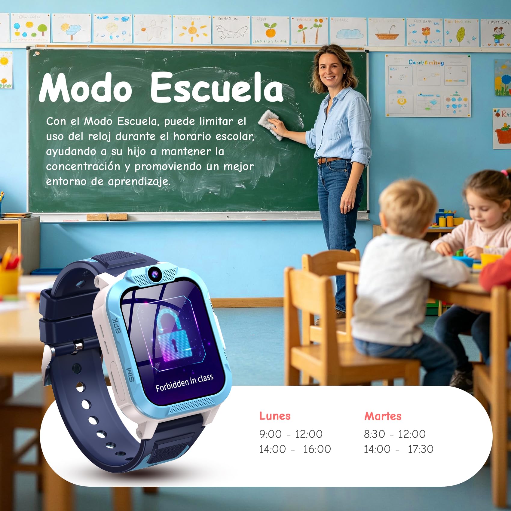 IOWODO Reloj Inteligente Niño, 4G Smartwatch Niño con Videollamada y GPS, SOS, Modo Escuela, Batería 850mAh, IP68, Regalo Ideal para Niños de 5-14 Años