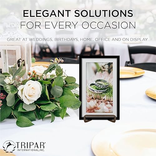 Miniatura 4 de TRIPAR Paquete de 2 soportes cuadrados de metal de caoba pintado de 4 pulgadas, mini caballete de alambre, pequeños soportes de fotos para mesa,