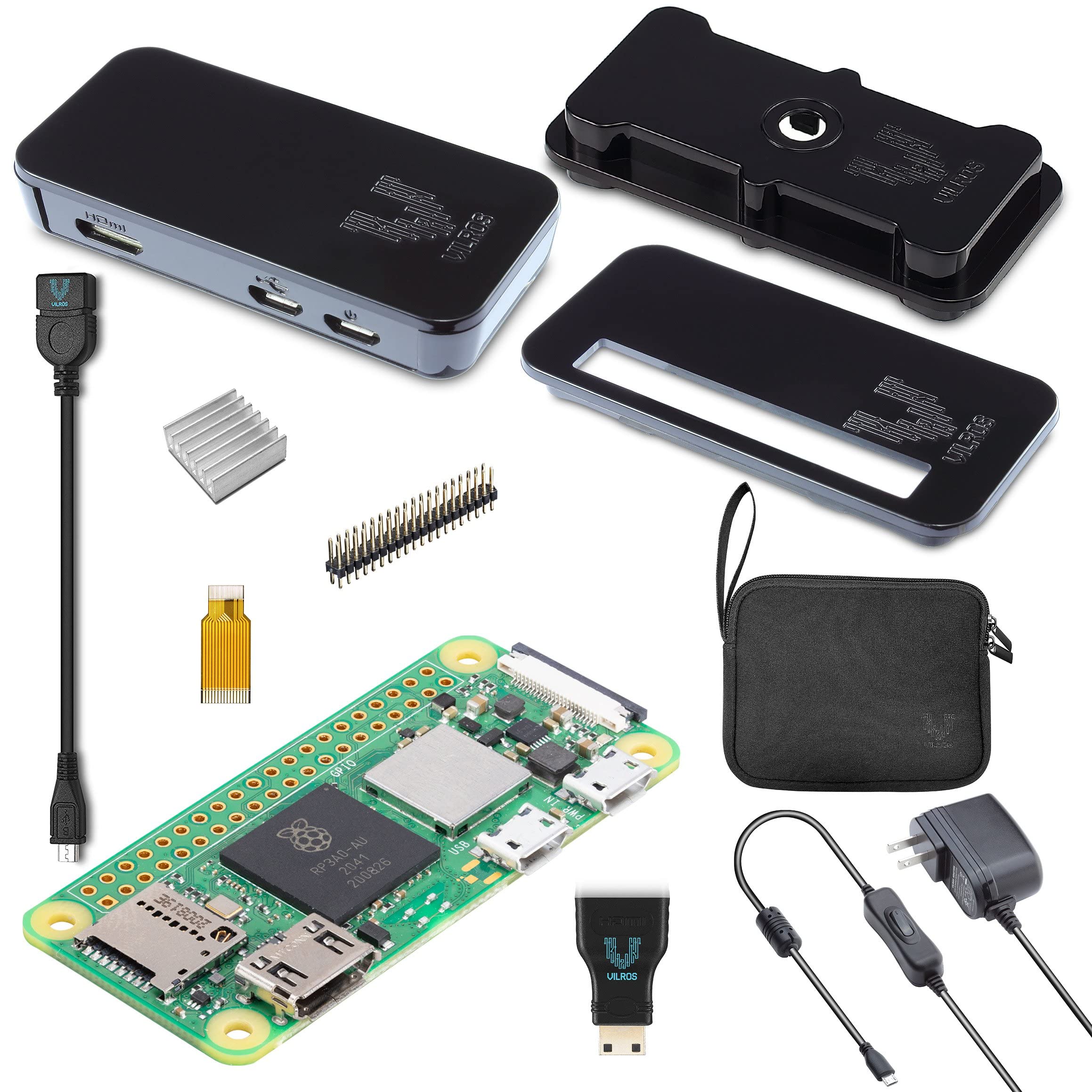 Vilros Raspberry Pi Zero 2 W Basic Starter Kit- Incudes Case, Power Supply, HDMI & USB Adapters and 