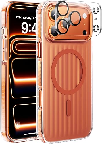 for iPhone 17 Pro Max Case, Magnetic & Shockproof, Orange Metal | 1 X Lens Protector, Compatible with MagSafe, Military-grade Protection, Shockproof Case for iPhone 17 Pro Max 6.9 inch